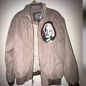 Beige Bomber Jacket with Graphic Patch
